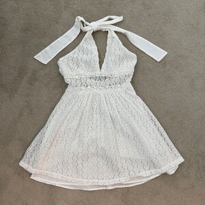 Free People So Sweetly White Crochet Halter Dress Sz 2